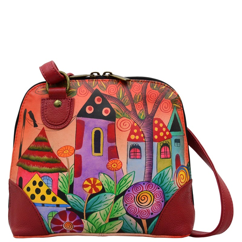 Anna by Anuschka Women's Hand Painted Genuine Leather Small Multi Compartment Zip-Around Organizer - Village of Dreams - Image 1